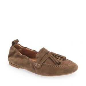 Aquatalia JOURNEE‎ TASSEL LEATHER LOAFERS IN TAUPE Sz 8